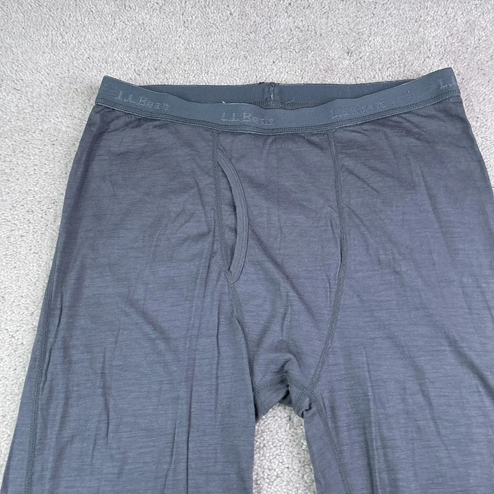 LL Bean Pants Mens Large Gray Merino Wool Lightweight Base Layer Thermal Hiking